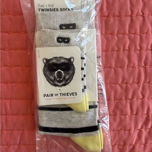 Gray, Navy Stripes, and Yellow Dad + Kid Socks